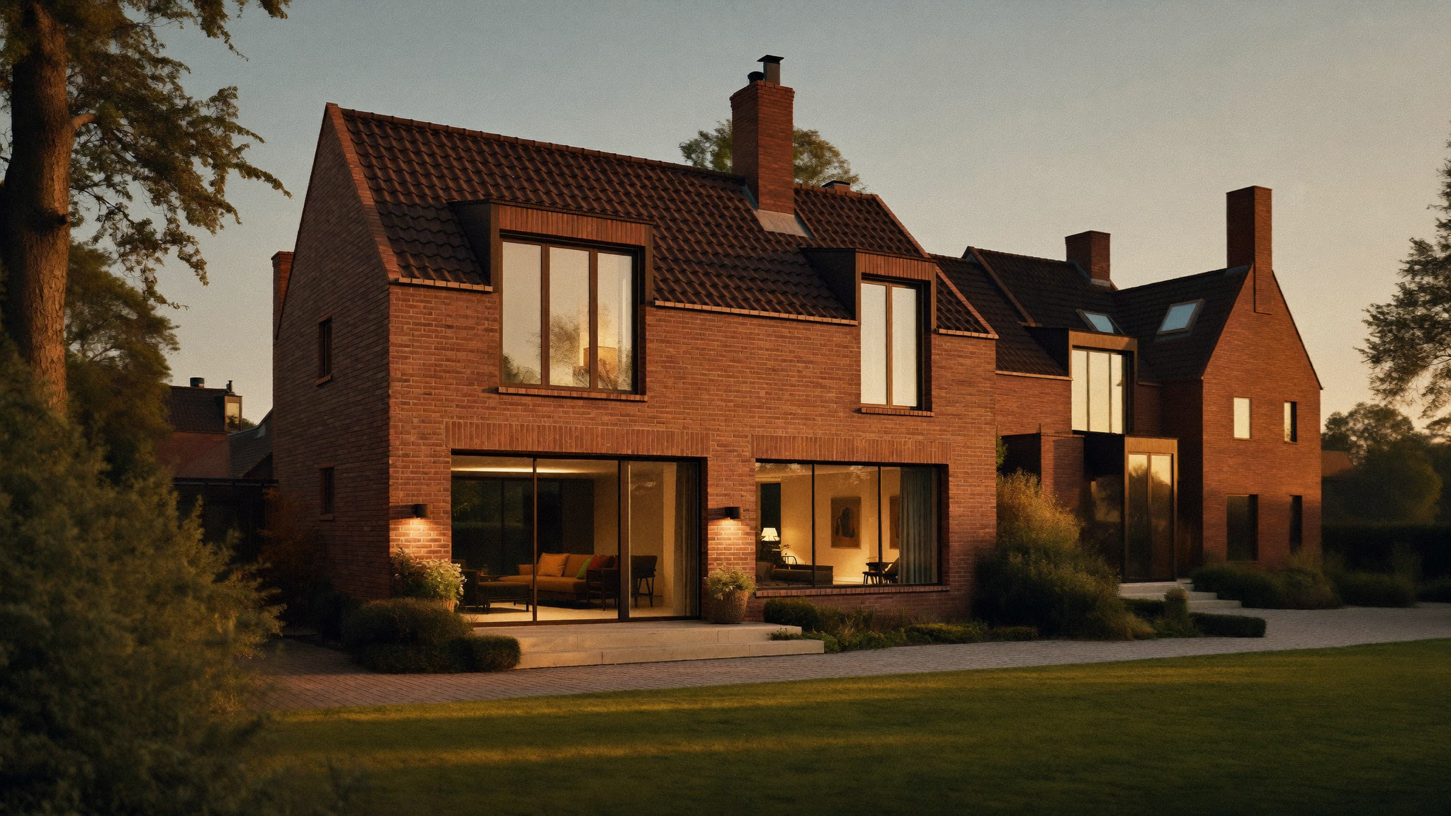 Warme woning bij avondlicht